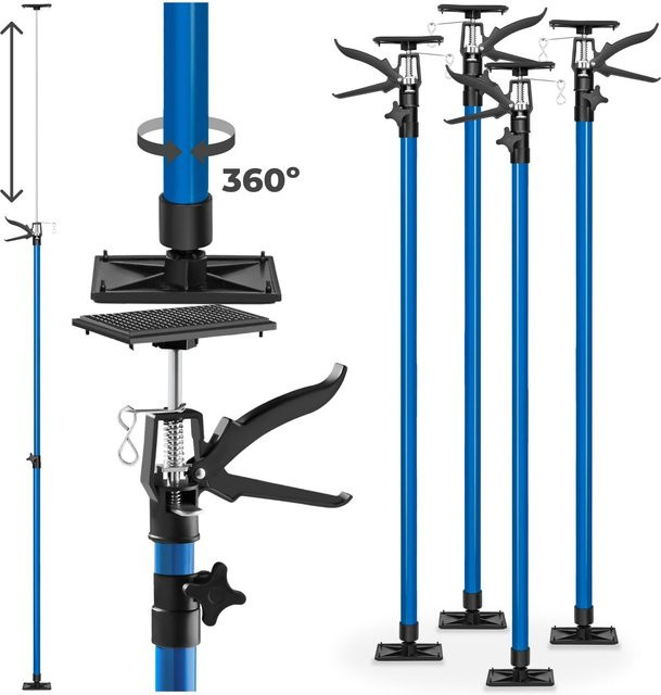 tectake 4er-Set Teleskopstützen aus Stahl, stufenlos höhenverstellbar, Blau, B/T/H: 20 x 8 x 115 cm - Bild 1