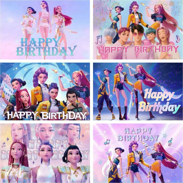 Potdemiel Kpop Geburtstagsparty Dekoration für Mädchen in Pink und Multicolour mit Banner und Foto-Requisiten - Bild 1