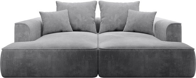 Vente-unique Sofa Pineta ohne Schlafmöglichkeit in Lichtgrau mit Cord-Bezug, Breite: 230 cm - Bild 1