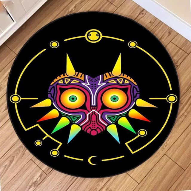 Runder Teppich Zelda Majora’s Mask Symbol von Lodestar im Retro-Stil, Mehrfarbig, Durchmesser: 80 cm - Bild 1