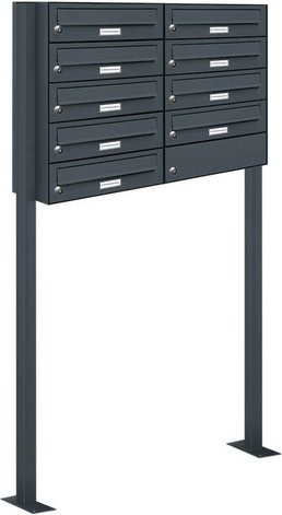 Freistehendes Briefkasten-System von AL BRIEFKASTENSYSTEME für 9 Parteien in Grau, B/H/T: 153,303 x 150,0 x 27,5 cm - Bild 1
