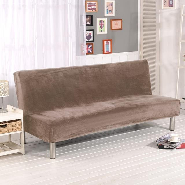 Yiran Furniture Plüsch-Sofabezug ohne Armlehne in Braun, All-Inclusive-Couchbezug aus Fleece und Samt, Größe L - Bild 1
