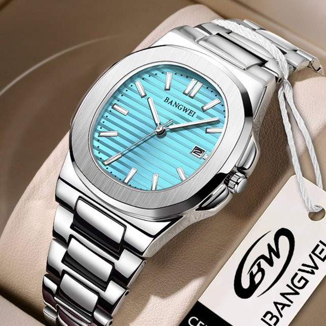 LIGE Armbanduhr Edelstahl, Quarz, Eckig, Blau, Herren - Bild 1