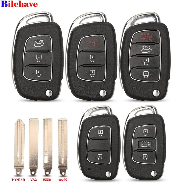 Jingyuqin Ersatzgehäuse für Hyundai Solaris Verna Reina Elantra ix25 Flip Fernbedienung Auto Schlüssel Shell Fob in Schwarz - Bild 1