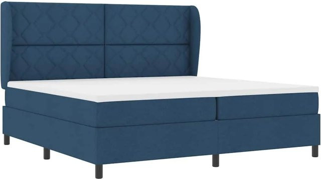 vidaXL Boxspringbett mit Matratze und Kopfteil in Blau, Stoff, B/T: 200 x 200 cm - Bild 1