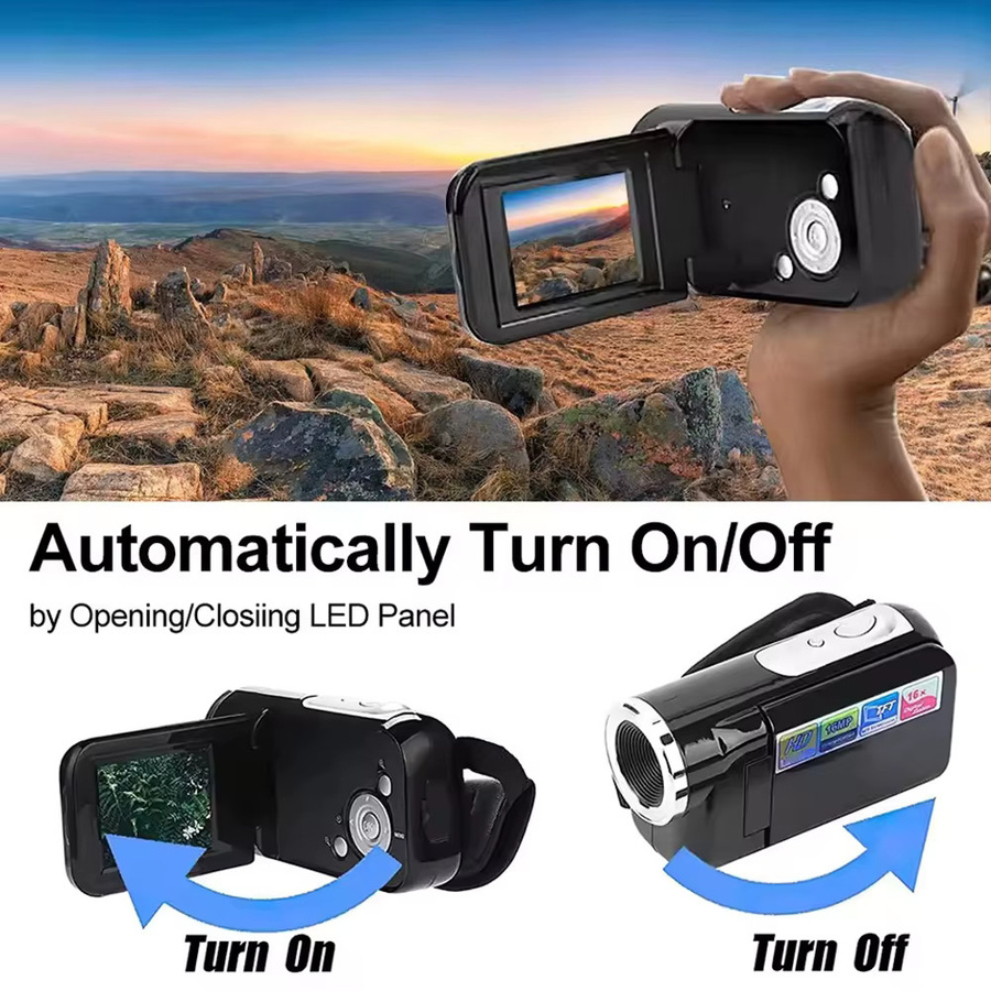 Virwir Tragbare Digitalkamera in Schwarz mit 16MP, 1080P Full HD und 2 Zoll HD-Display für Sicherheitsüberwachung und Videoaufnahmen - Bild 4