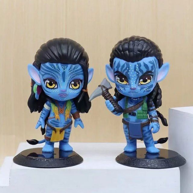 2er-Set Avatar Chibi Figuren aus PVC mit Jake Sully und Neytiri Na'vi als Anime-Sammlerstücke und Desktop-Dekoration - Bild 1