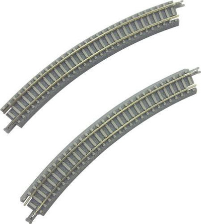 Rokuhan 7297067 Z Gleis mit Bettung, gebogenes Gleis überhöht 30 Grad, 220 mm, 6 Stück