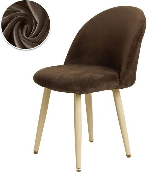 Lellen Entenschnabel-Stuhlbezug aus Polar-Fleece in Braun, elastischer Sesselbezug im skandinavischen Design für Esszimmer und Küche, 4er-Set - Bild 1