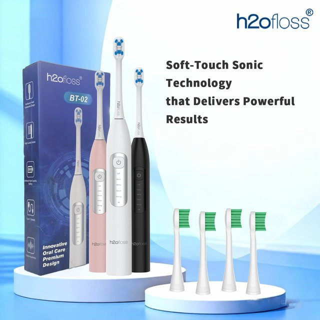 H2ofloss Sonic elektrische Zahnbürste für Erwachsene, pink, white - Bild 1