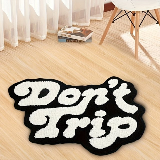 VIKAMA Alphabet-Plüschteppich in Schwarz-Weiß, weicher dekorativer Teppich für Wohnzimmer oder Schlafzimmer - Bild 1