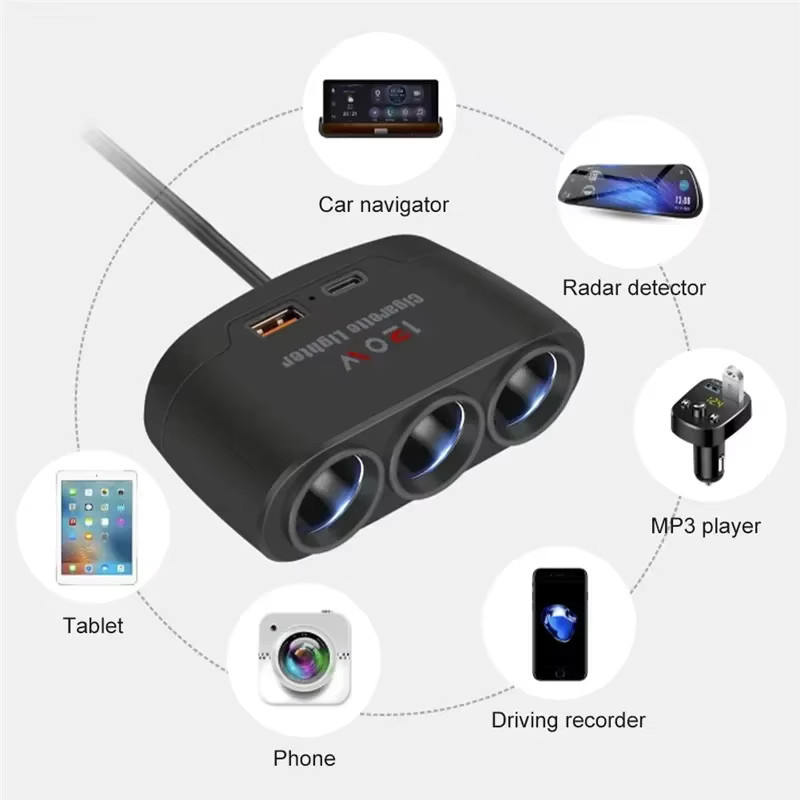 kankeirr Dual USB Auto Ladegerät mit 120W PD und QC3.0 Schnellladefunktion für 12V 24V, Schwarz - Bild 4