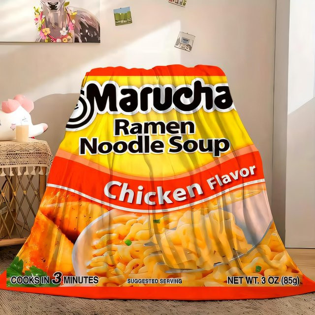 Marucha Ramen Nudelsuppen Decke in Mehrfarbig, weicher Plüschüberwurf aus Polyacryl und Polyester - Bild 1