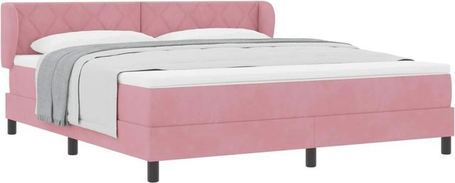 vidaXL Boxspringbett mit Matratze und Kopfteil in Rosa, Samt, B/T: 180 x 200 cm, Höhe: 185 cm - Bild 1