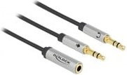 Delock Headset Adapter von 3,5mm 4-Pin Klinkenbuchse auf 2x 3,5mm 3-Pin Klinkenstecker in Schwarz, Gold oder Silber - Bild 1