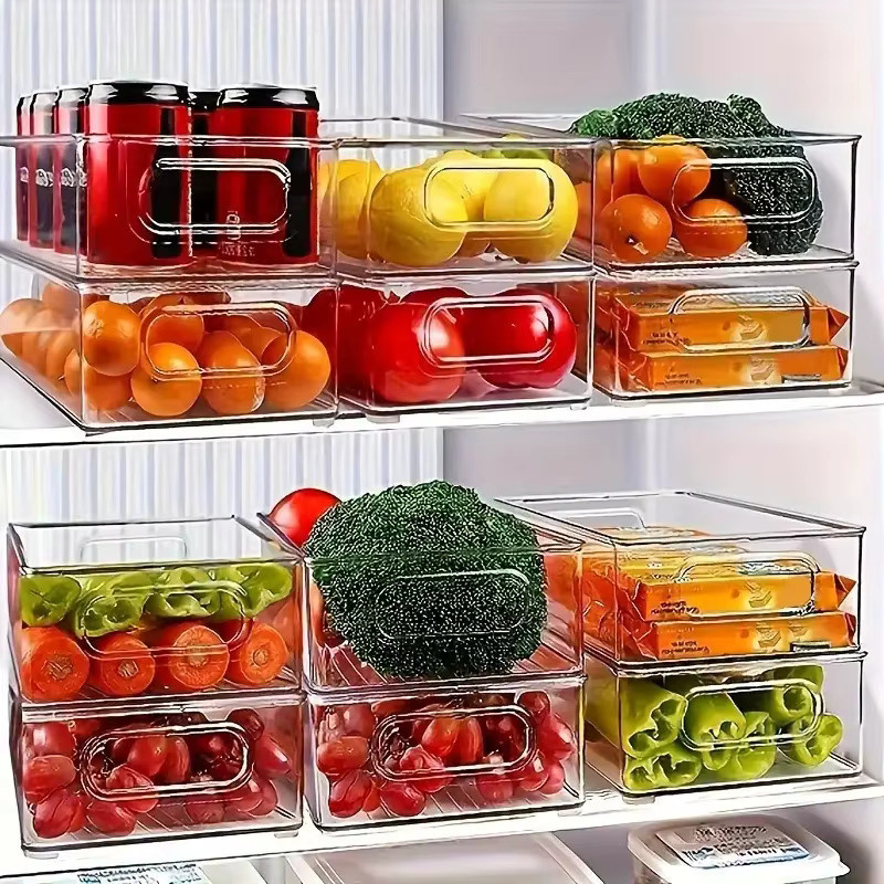 YOCITY Kühlschrank Organizer Bins aus Kunststoff mit Griff, transparent - Bild 2