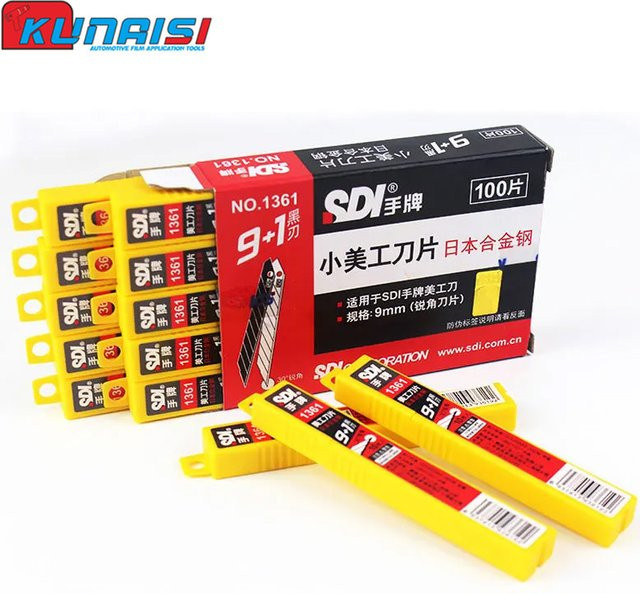 SDI 1361 Snap-off Klingen aus Carbonstahl, 9mm, Schwarz, 100 Stück pro Schachtel, 30 Grad Profi-Ersatzklingen für Utility Messer und Box Cutter - Bild 1