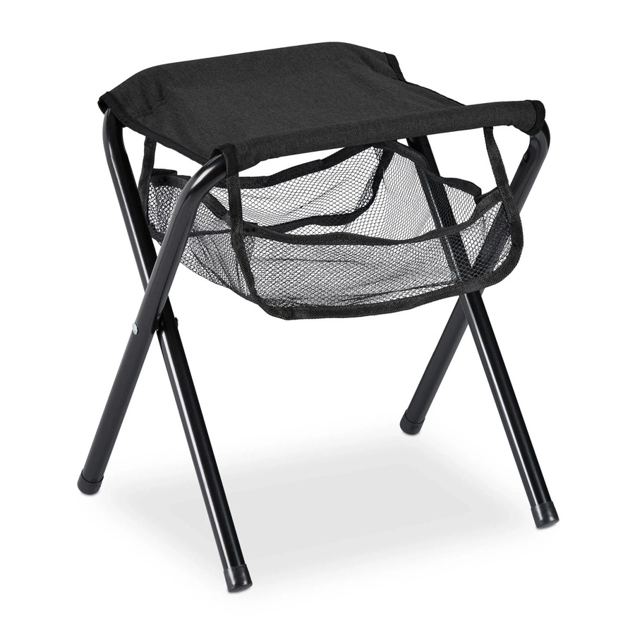 Relaxdays Klapphocker Schwarz aus Polyester und Metall mit Staufach für Outdoor und Camping, B/T/H: 39 x 29 x 35 cm - Bild 2