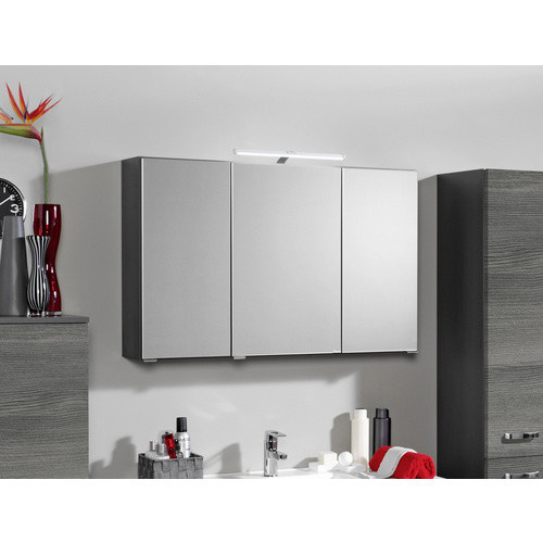 HELD MÖBEL Spiegelschrank Florida, 3-türig mit LED-Beleuchtung und Glastüren, Grau, B/H/T: 100 x 100 x 20 cm - Bild 2