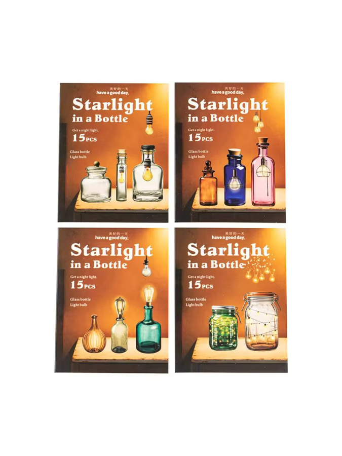 Starlight in Bottle Serie 4 Vintage-Themen-Aufkleber Set für kreative Collagen und leuchtende Dekoration, Mehrfarbig - Bild 5