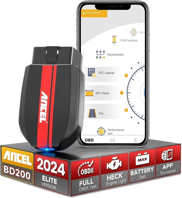 ANCEL BD200 OBD2 Scanner Bluetooth 5.0 Codeleser und Diagnosegerät für Android und iOS in Schwarz - Bild 1