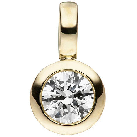 Colfem Anhänger, 333 Gelbgold, rund, Zirkonia, Unisex - Bild 1