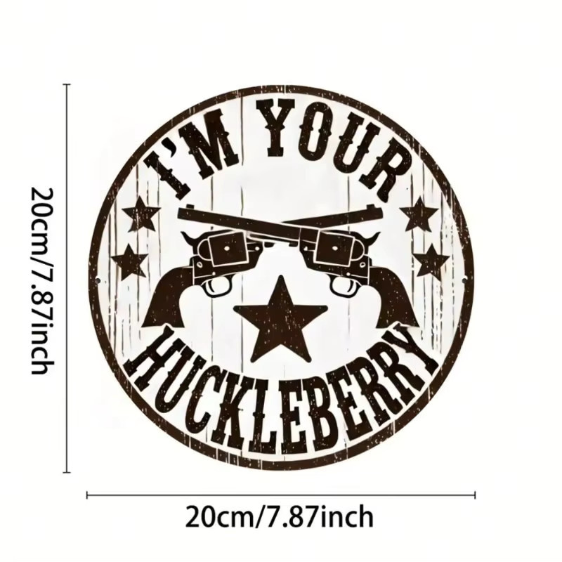 Rundes Wandschild aus Holz im Vintage-Stil mit I'm Your Huckleberry Design von Potdemiel, Durchmesser: 20 cm - Bild 2