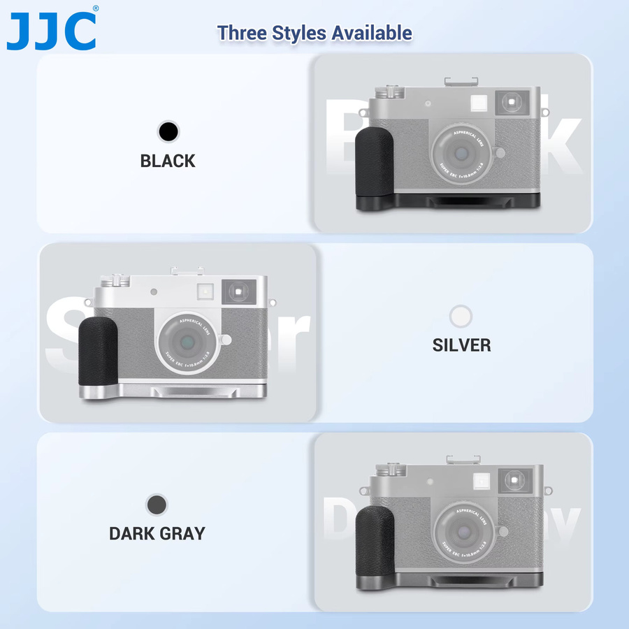 JJC Aluminium-Handgriff für FUJIFILM X Kameras, L-förmiger Griff mit integrierter Arca-Schnellwechselplatte und weichem Silikongriff in Schwarz oder Silber - Bild 6