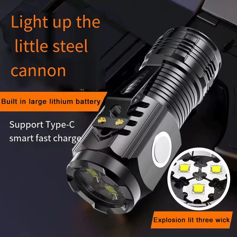 ESMARTER Mini LED Taschenlampe, wiederaufladbarer Outdoor-Notscheinwerfer mit Magnet und Clip, Schwarz - Bild 5