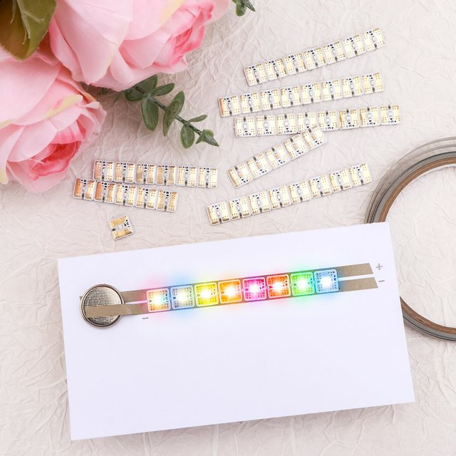 Blinkendes leitfähiges Stoffband in Multicolour für DIY-Leuchtpapierkarten als LED-Schaltungsaufkleber - Bild 1