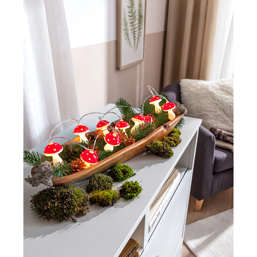 LED-Lichterkette Pilze von viva domo in Rot und Weiß mit warmweißem Licht für eine herbstliche Dekoration - Bild 2