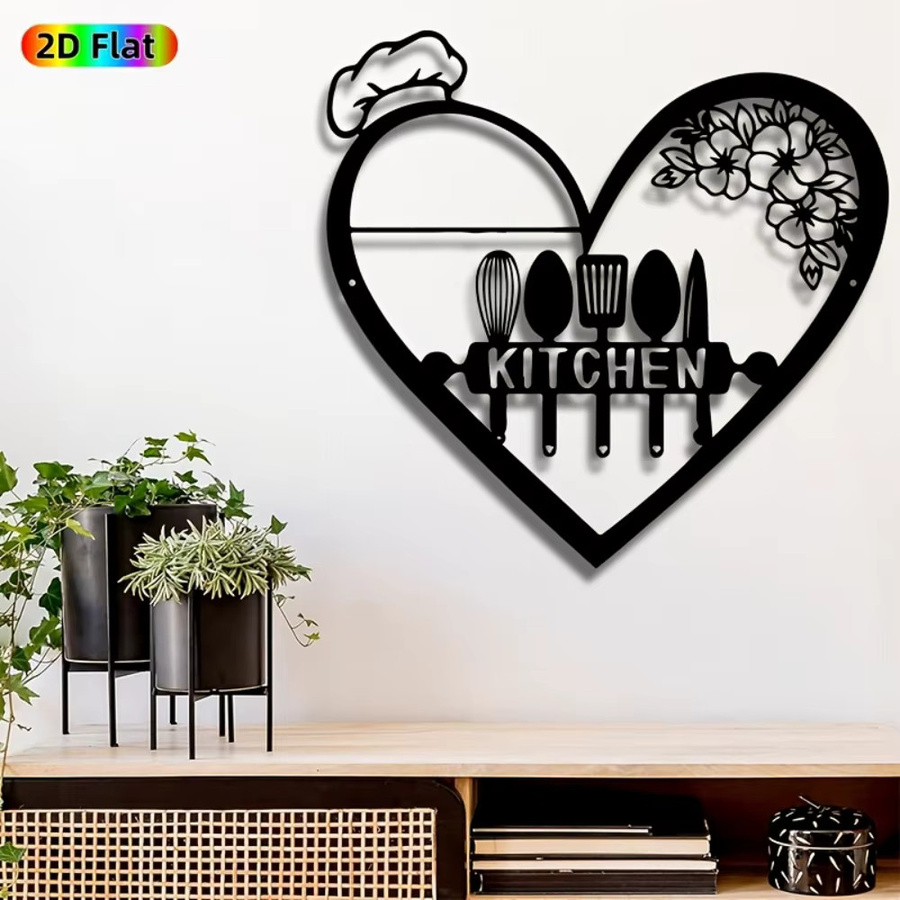 CIFBUY Wandkunst aus Metall mit Herz-Motiv in Schwarz als Küchendekoration - Bild 2