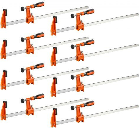 VEVOR Schraubzwingen 8er-Pack in Orange, F-Zwingen mit 60,96 cm Öffnungsweite, 272 kg Klemmkraft aus Gusseisen und Kohlenstoffstahl mit Kunststoffauflage und Selbstverriegelung für Holz- und Metallbearbeitung - Bild 1