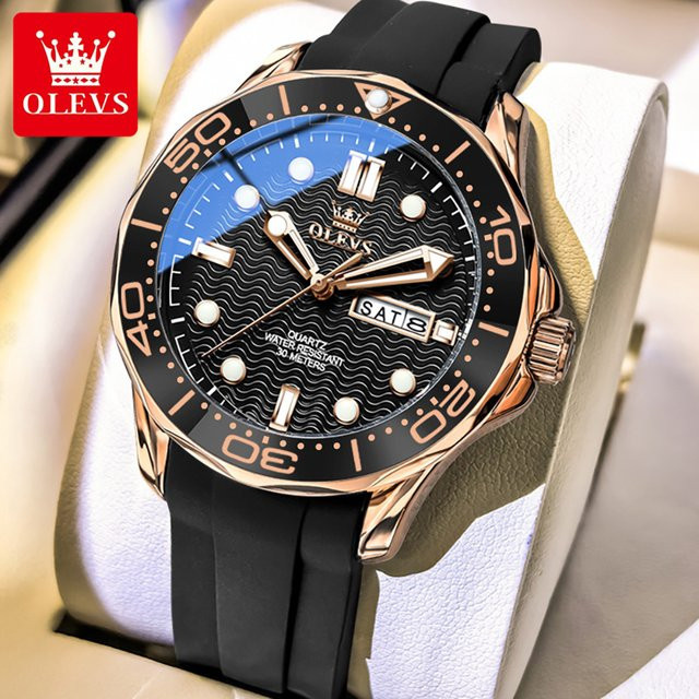 OLEVS Armbanduhr, Quarz, Edelstahl, Silber, Herren - Bild 1
