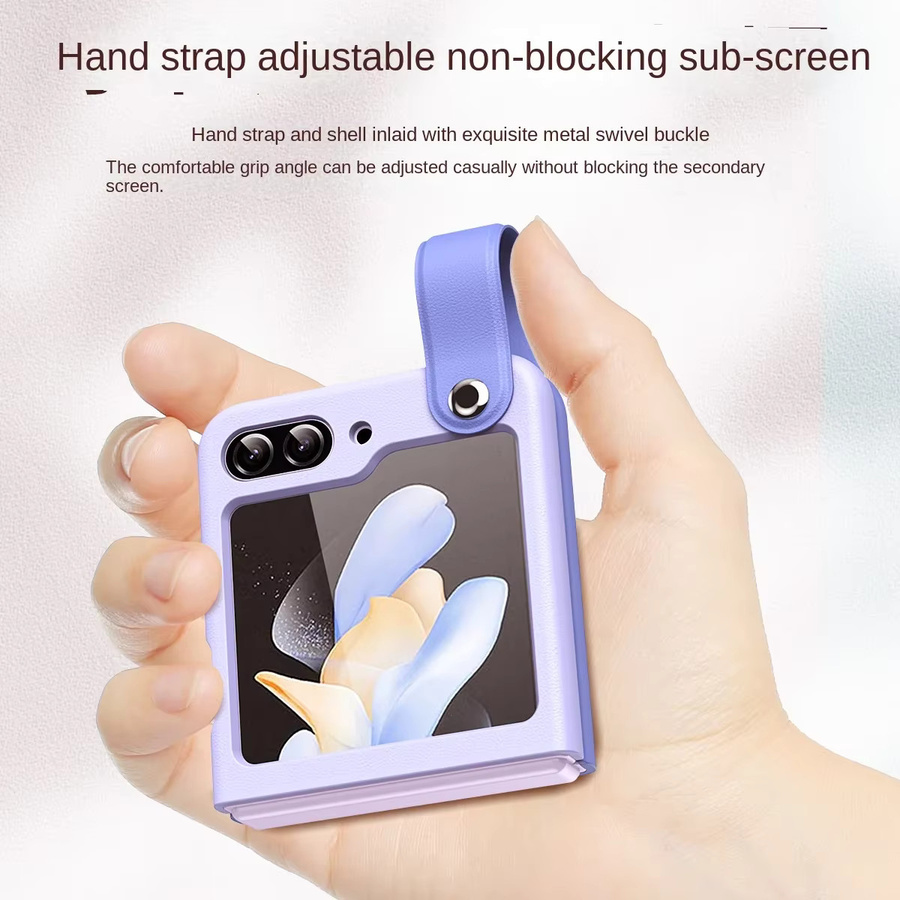 Samsung Galaxy Z Flip 6 5 4 3 5G Handyhülle mit Handgelenkschlaufe und Scharnierschutz aus Kunststoff in Purple - Bild 2