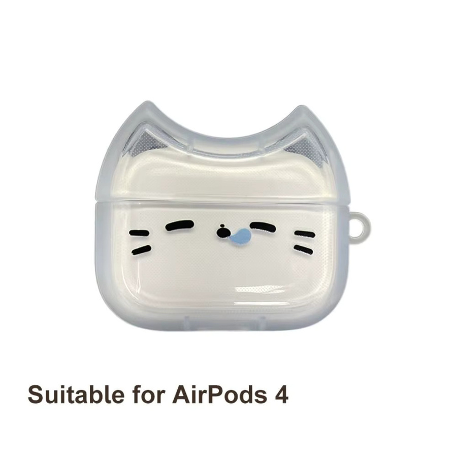 Anti-Fall Sleepy Cat Kopfhörerhülle für Apple AirPods 1, 2, 3, 4 und Pro/Pro 2, staubdicht, stoßfest und kratzfest, Farbe: transparent - Bild 4