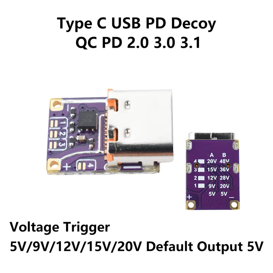 Gaqqee PD3.1 QC3.0 Trigger-Decoy-Modul Typ-C DC 5V-48V Schnelllade-Triggerplatine Einstellbares Spannungsumwandlungsmodul mit USB-C Anschluss - Bild 2