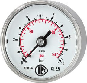 Riegler Standardmano aus CrNi-Stahl in Silber, Druckbereich 0 - 1,6 bar, G 1/4 hinten zentr., Durchmesser 50 mm - Bild 1