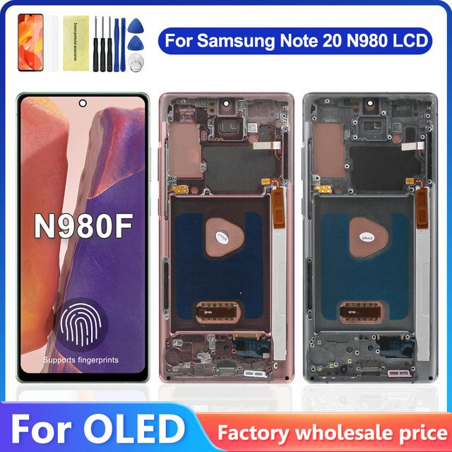 Samsung AMOLED Display mit Rahmen für Note 20 SM-N980F, LCD-Touchscreen Digitizer-Baugruppe in Schwarz - Bild 1