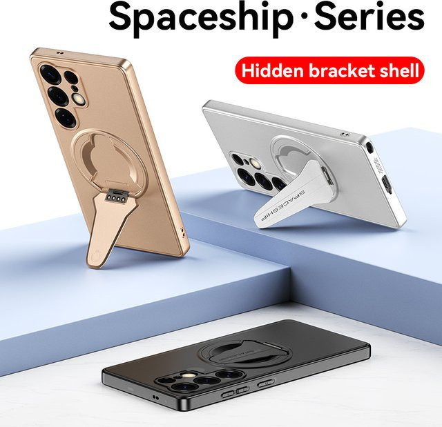 Magnetische MagSafe Handyhülle mit Klappständer für Samsung Galaxy S26Ultra und S25Plus Edge in Schwarz - Bild 1