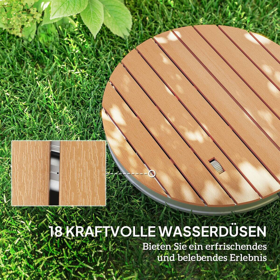 Outsunny Bodendusche in Holzoptik aus Acryl und Aluminium, Farbe: Braun - Bild 4