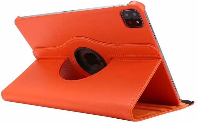 Lederhülle mit 360 Grad drehbarem Ständer für iPad Pro 12,9 Zoll und iPad Air 13 Zoll in Orange - Bild 1