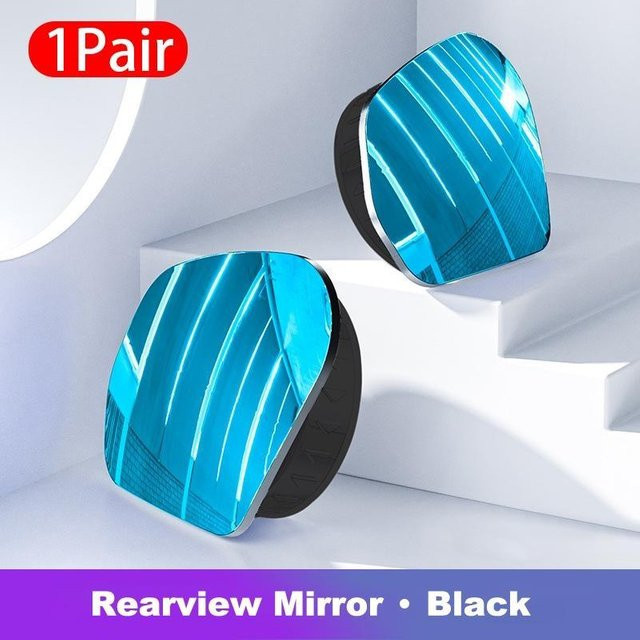 SEAMETAL Verstellbarer HD-Glas Totwinkelspiegel für Auto und Motorrad, 2er-Set, Schwarz und Silber - Bild 1