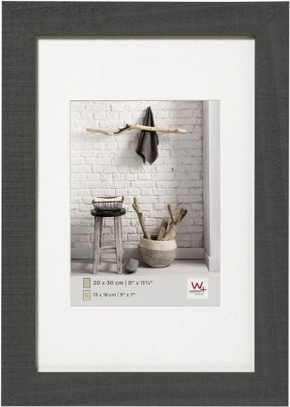 Walther Design Home Bilderrahmen aus Holz mit Passepartout, Grau, 15 x 20 cm - Bild 2