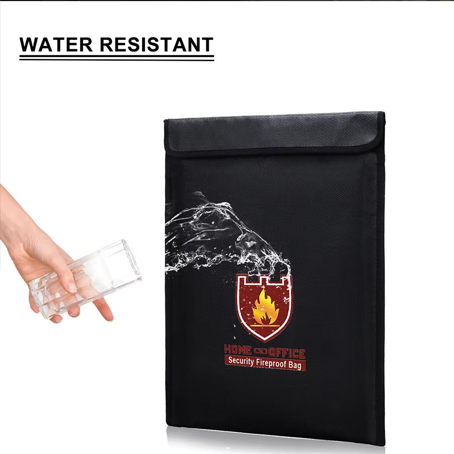 Feuerfeste und wasserdichte Dokumententasche in Schwarz für A4-Dokumente, Wertsachen und Reisepässe mit Reißverschluss - Bild 3
