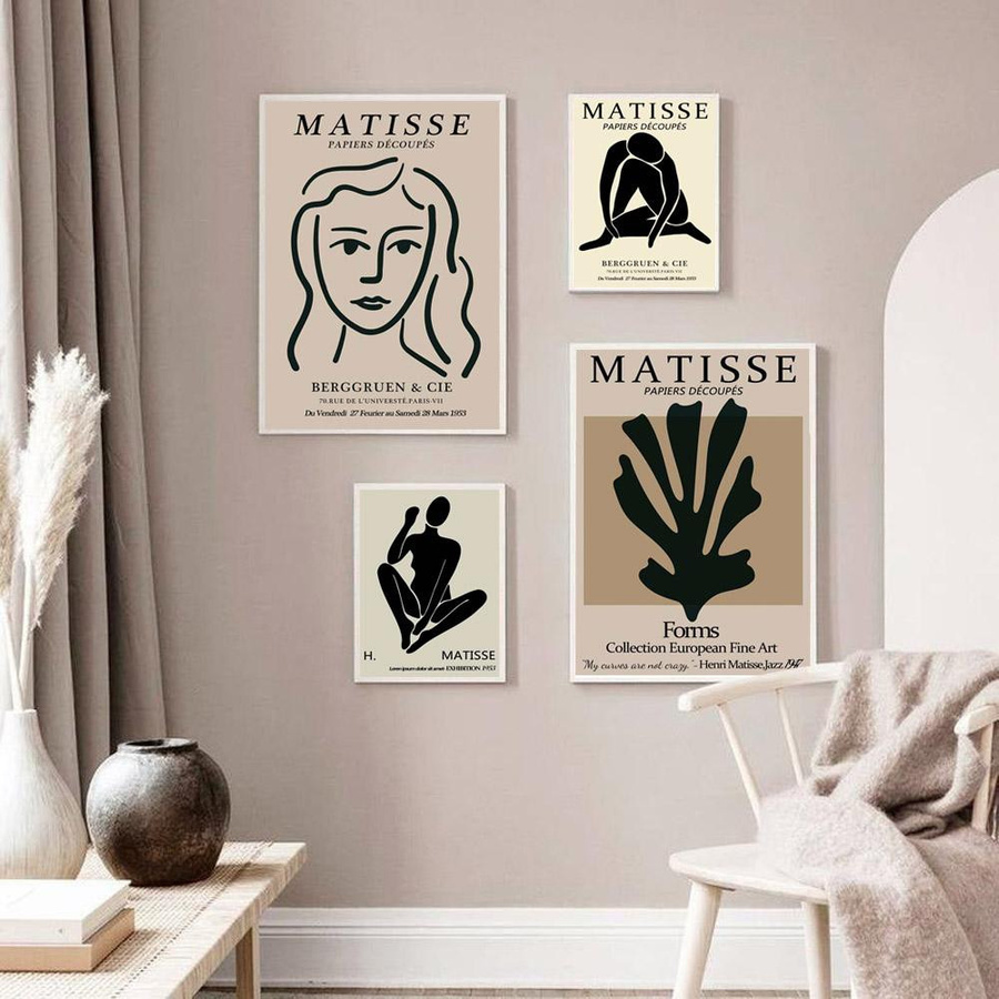 Abstrakte Wandmalerei Aidegou5 im nordischen Stil mit Frauen-Aquarellmuster als minimalistisches Leinwandposter für dein Wohnzimmer oder Büro, B/H: 50 x 70 cm - Bild 2