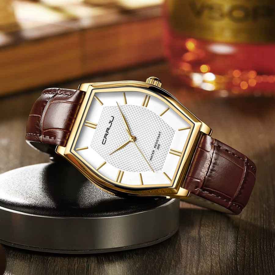 CRRJU Armbanduhr, Quarz, Leder, Bicolor, Herren - Bild 4