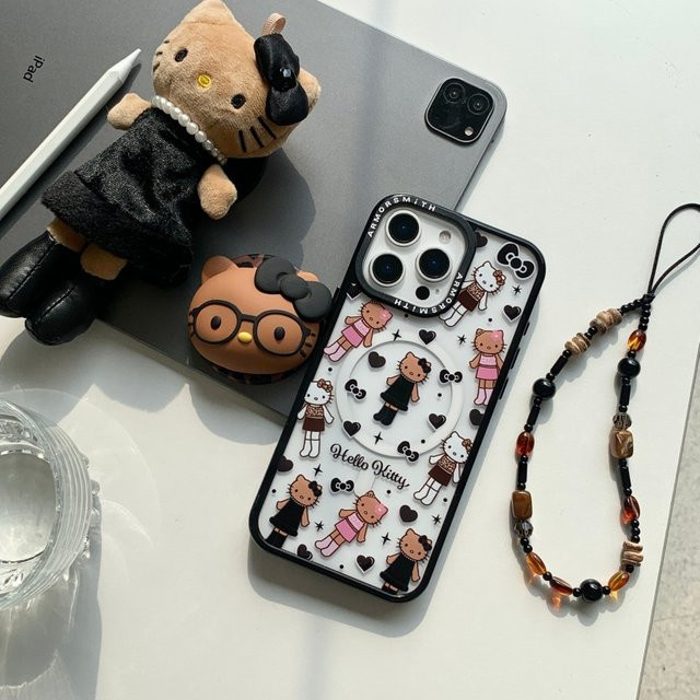 Yi ZHENG Hello Kitty Plüschpuppe Handyhülle mit Magnethalter und Lanyard für iPhone 17 16 15 14 13 Pro Max, Multicolor - Bild 1