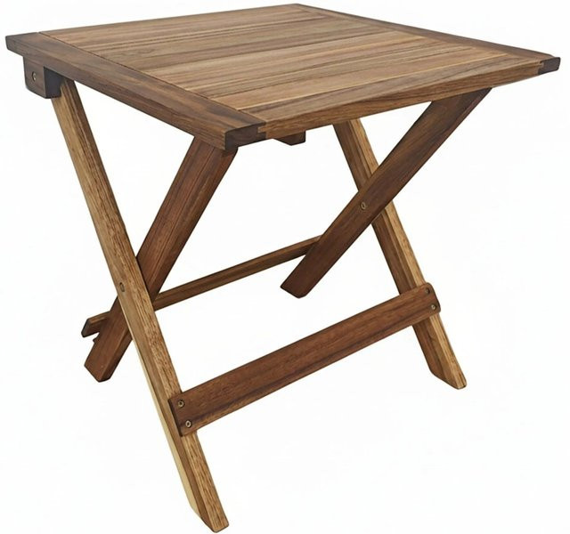 Relaxdays Klapptisch aus Akazienholz in Braun für Garten und Balkon, B/T/H: 46 x 46 x 46 cm - Bild 1