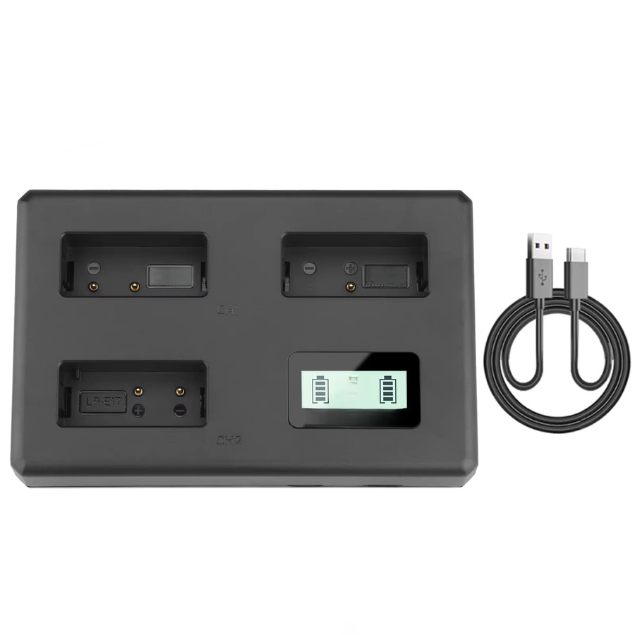 Dreifaches LP-E17 Akku-Ladegerät für Canon EOS RP, R50, R10, R8, M3, M5, M6, 200D, 200DII, 77D, 750D, 760D, 800D, 8000D in Schwarz - Bild 6